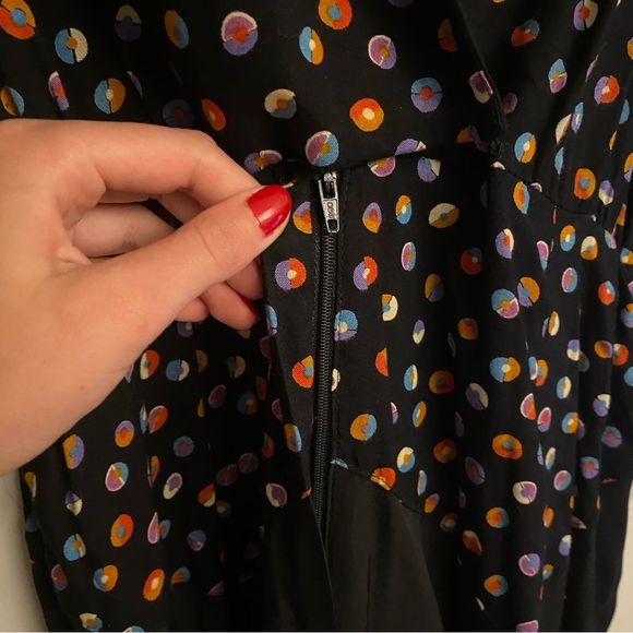 Vintage 80s Tareti by Howard Lei Colorful Polka Dot Zig Zag Blazer Jumpsuit - Picture 12 of 16